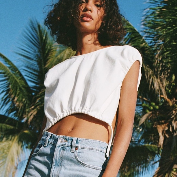 Zara Crop Top Open Side Tie Up - Picture 2 of 6